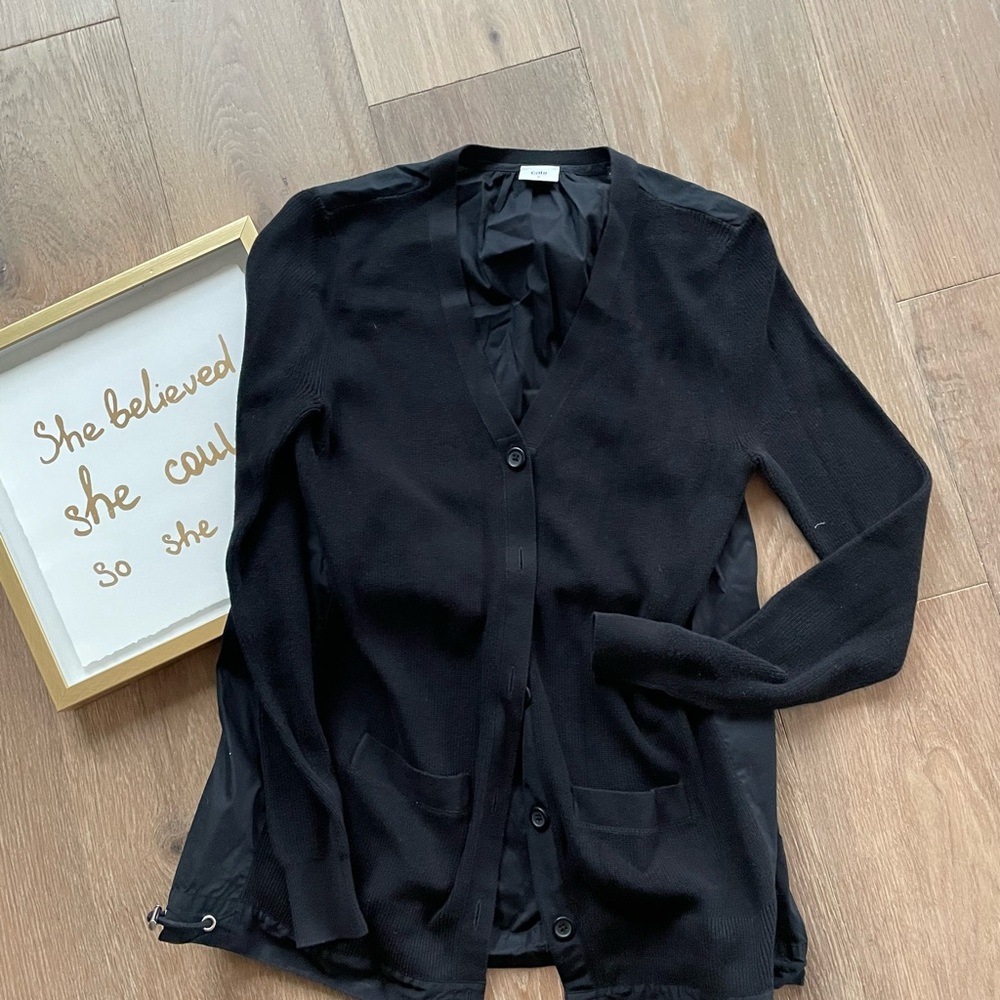 CAbi Classic Black Cardigan Sweater Adjustable Hem